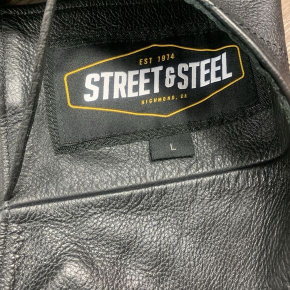 Street & Steel Mens Large Black Leather Motorcycle Chaps Fully Lined - Picture 2 of 6